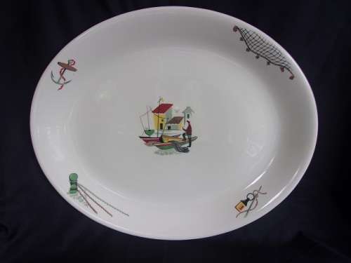 Vintage huge Alfred Meakin "Brixham" meat platter and 6 dinner plates
