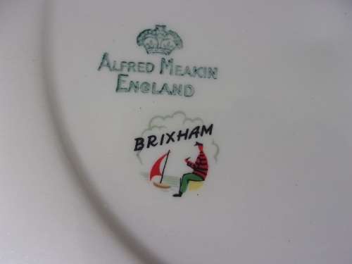 Vintage huge Alfred Meakin "Brixham" meat platter and 6 dinner plates