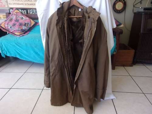 Vintage SADF nutria Warm Coat `Aapjas` with inner fleece - Large