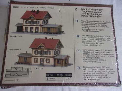 Vintage boxed Faller Z282707 Z scale Guglingen Station diorama kit with shed
