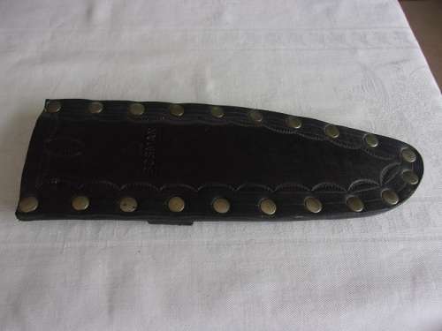Vintage Harry Bosman Bowie knife with leather sheath