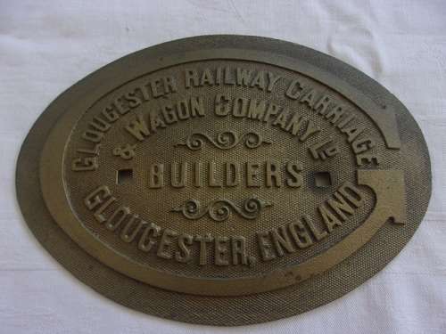 Vintage Gloucester Railway Carriage and Wagon Company Ld wagon builders plate