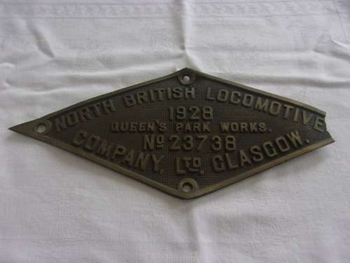 Genuine vintage North British Locomotive Company brass number plate - Rhodesia Class 12, number 199