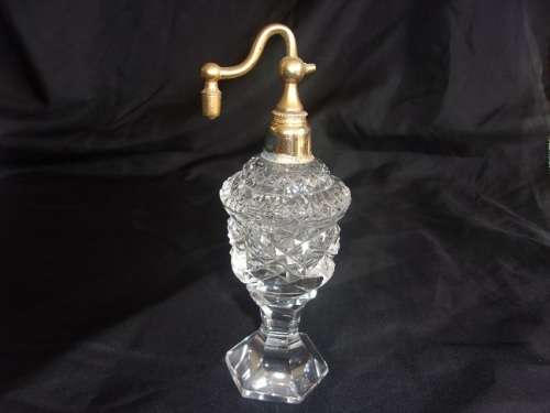 2 Large antique cut glass perfume atomisers for 1 bid