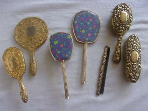 1 Antique and 2 vintage dressing table brush sets for 1 bid