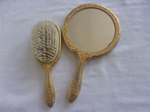 1 Antique and 2 vintage dressing table brush sets for 1 bid