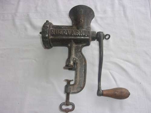 Vintage Husqvarna No. 8 and No. 5 meat mincers for 1 bid