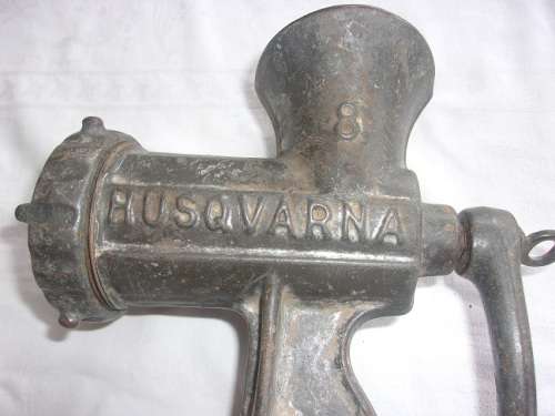 Vintage Husqvarna No. 8 and No. 5 meat mincers for 1 bid