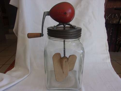 Large vintage glass base Blow 3/30 butter churn