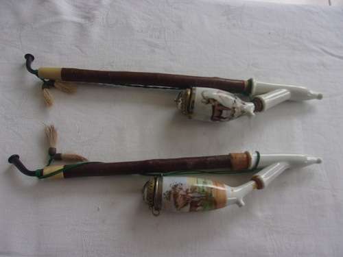 2 Antique German Gesteckpfeife style smoking pipes for 1 bid - unused
