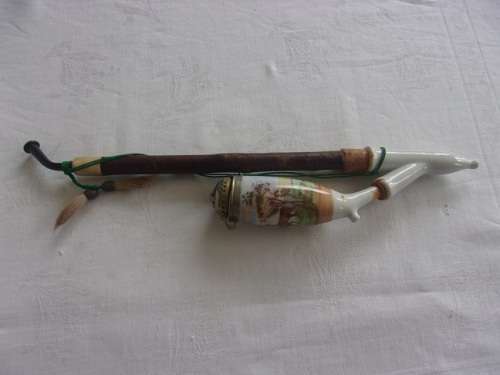2 Antique German Gesteckpfeife style smoking pipes for 1 bid - unused