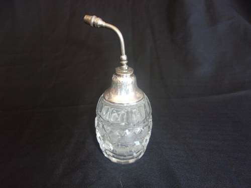 Antique atomiser and ceramic vase with Sterling silver collars
