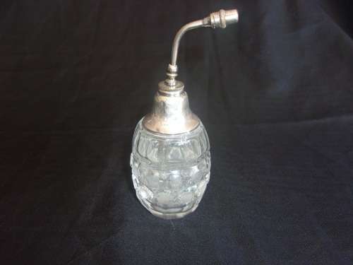 Antique atomiser and ceramic vase with Sterling silver collars