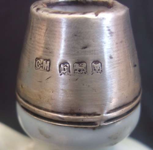 Antique atomiser and ceramic vase with Sterling silver collars