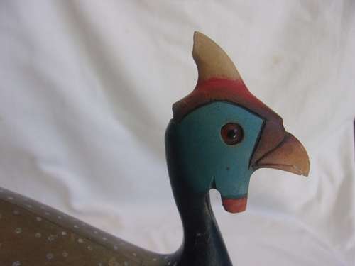 Pair of large limited edition `Feathers of Knysna` hand carved Guinea Fowl