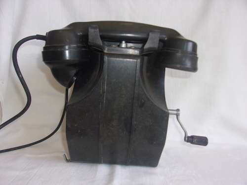 Vintage wall mount crank telephone marked 164 68