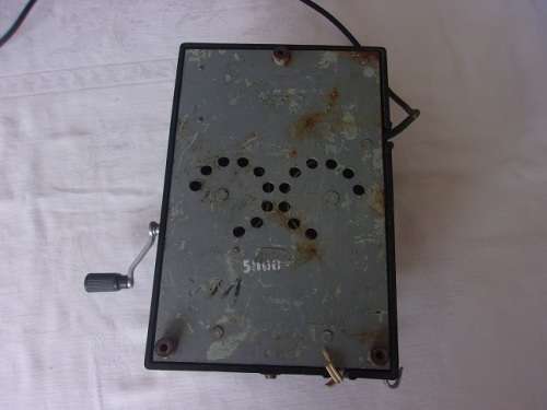 Vintage wall mount crank telephone marked 164 68