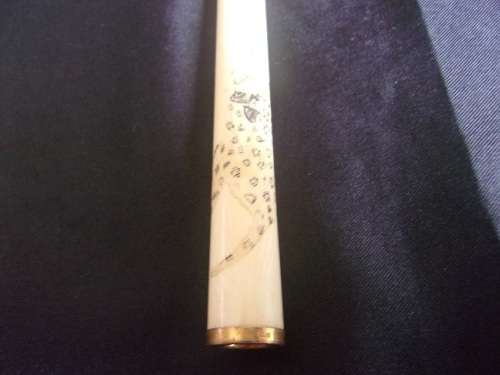 2 Antique bone cigarette holders - 1 with K14 band