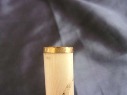 2 Antique bone cigarette holders - 1 with K14 band