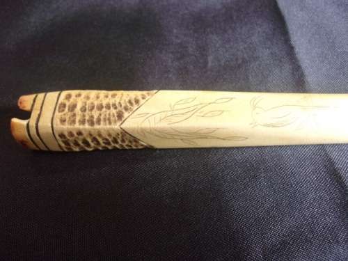 2 Antique bone cigarette holders - 1 with K14 band