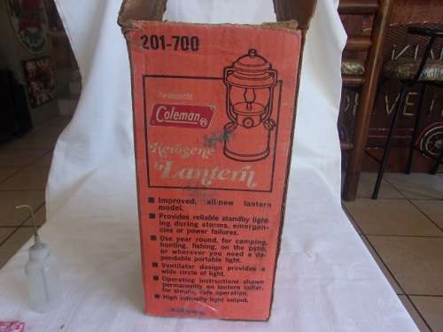 Vintage boxed Coleman 201-700 lantern with spirit bottle & 2 mantle pack