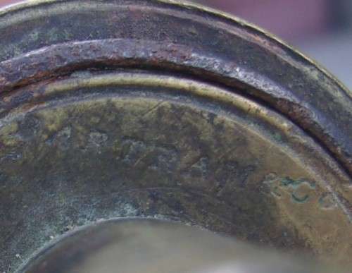 Antique leather and brass Bartram & Co Nimrod black powder flask