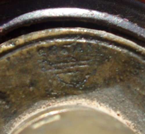 Antique leather and brass Bartram & Co Nimrod black powder flask