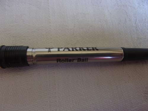 Vintage Parker Arrow black fountain, rollerball pen & pencil set with gold plated trim