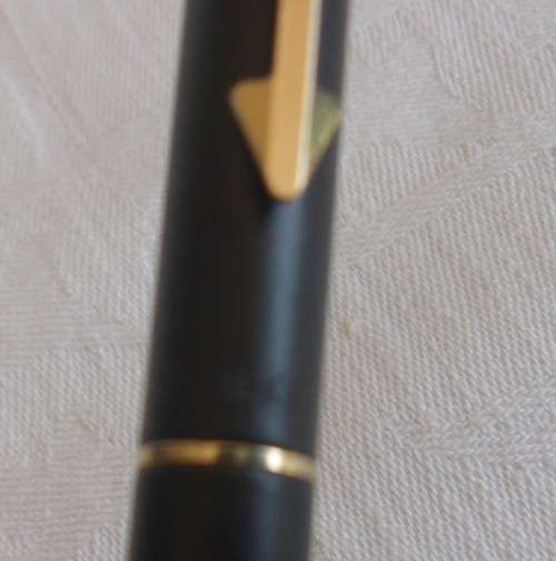 Vintage Parker Arrow black fountain, rollerball pen & pencil set with gold plated trim