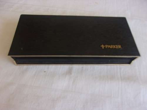 Vintage Parker Arrow black fountain, rollerball pen & pencil set with gold plated trim