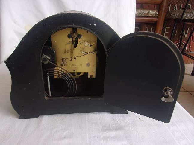 Early art deco Enfield mantel clock for restoration plus small Smith Sectric bakelite casing