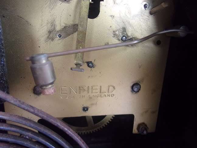 Early art deco Enfield mantel clock for restoration plus small Smith Sectric bakelite casing