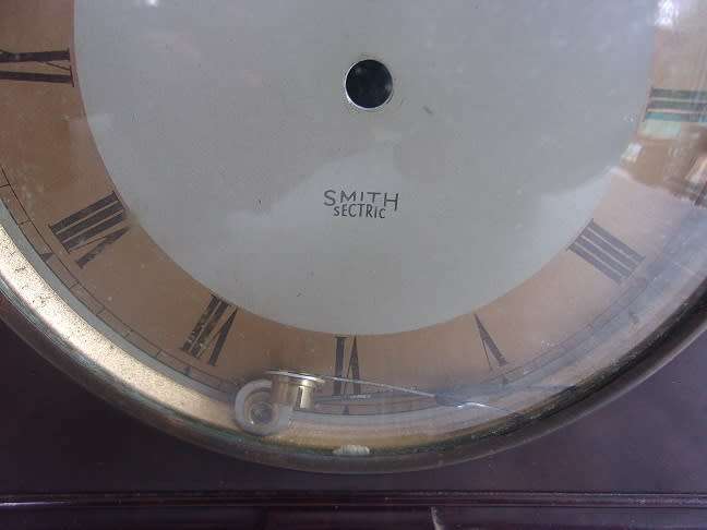 Early art deco Enfield mantel clock for restoration plus small Smith Sectric bakelite casing