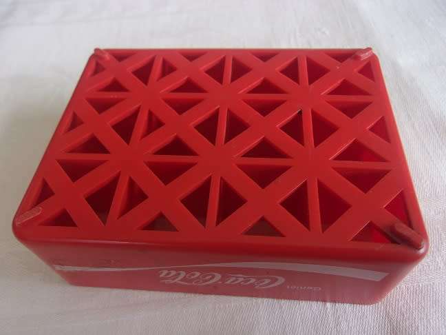 Vintage miniature red Coca-Cola crate with 12 glass miniature Coca-Cola bottles