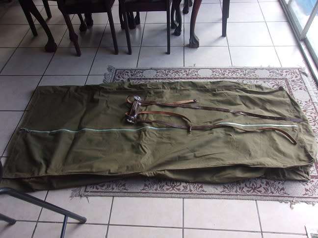 Old SADF army bedroll with leather carry straps - 1966
