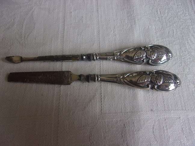 Antique cased 5 piece Sterling silver manicure set