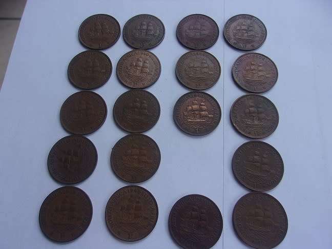 1934 - 1960 Union of SA 1 Penny set - missing 1947 Penny