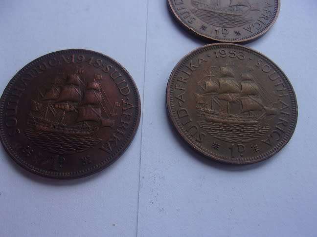 1934 - 1960 Union of SA 1 Penny set - missing 1947 Penny