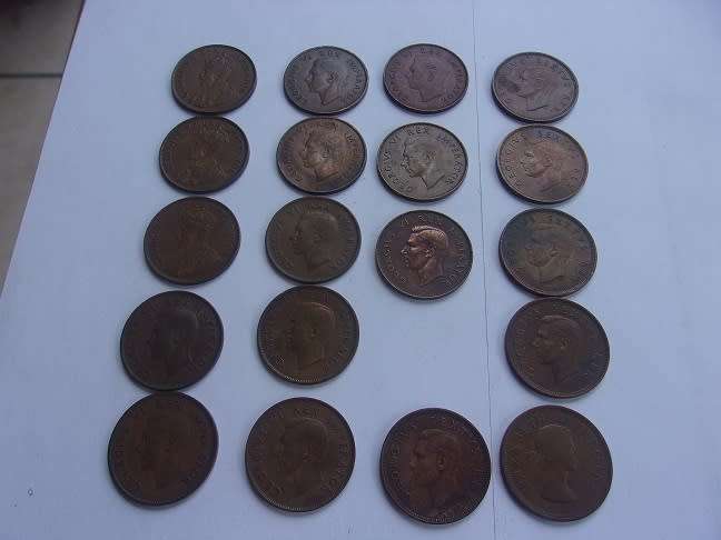 1934 - 1960 Union of SA 1 Penny set - missing 1947 Penny