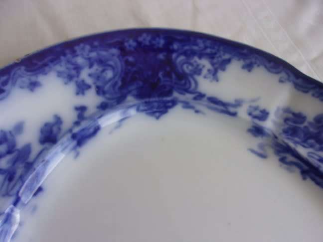 Large antique Grimwades `Nancy` pattern Flow Blue meat platter