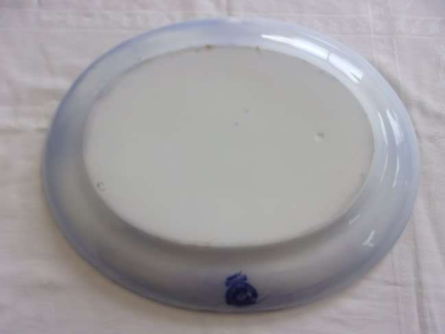 Large antique Grimwades `Nancy` pattern Flow Blue meat platter