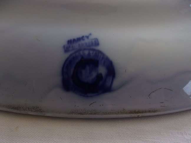 Large antique Grimwades `Nancy` pattern Flow Blue meat platter