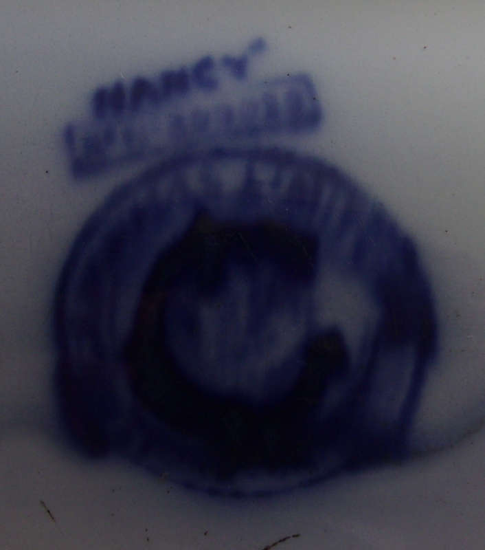 Large antique Grimwades `Nancy` pattern Flow Blue meat platter