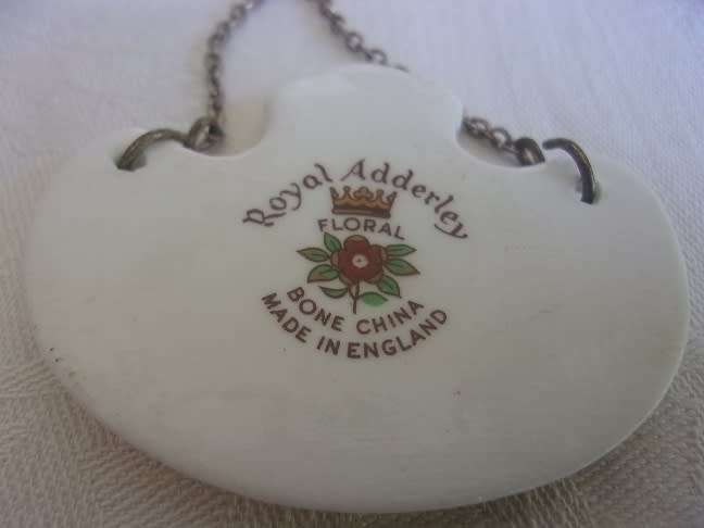 2 Vintage porcelain Royal Adderley & 3 Halcyon Days Enamel decanter labels for 1 bid