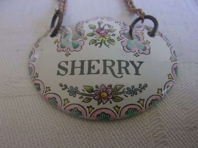 2 Vintage porcelain Royal Adderley & 3 Halcyon Days Enamel decanter labels for 1 bid