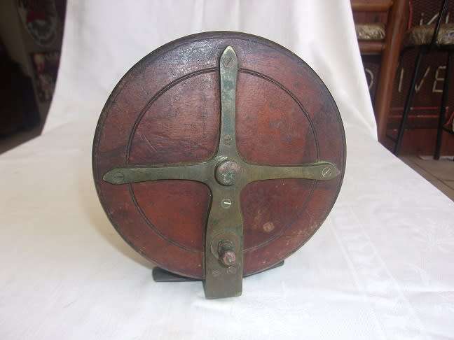 Vintage wood and brass centrepin fishing reel