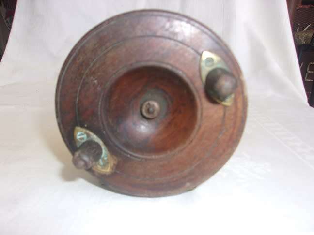 Vintage wood and brass centrepin fishing reel