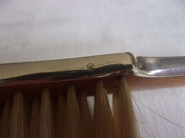 Vintage WMF silver plated crumb tray and brush set