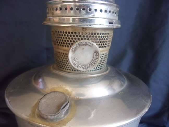 Vintage Super Aladdin kerosene table lantern with glass chimney