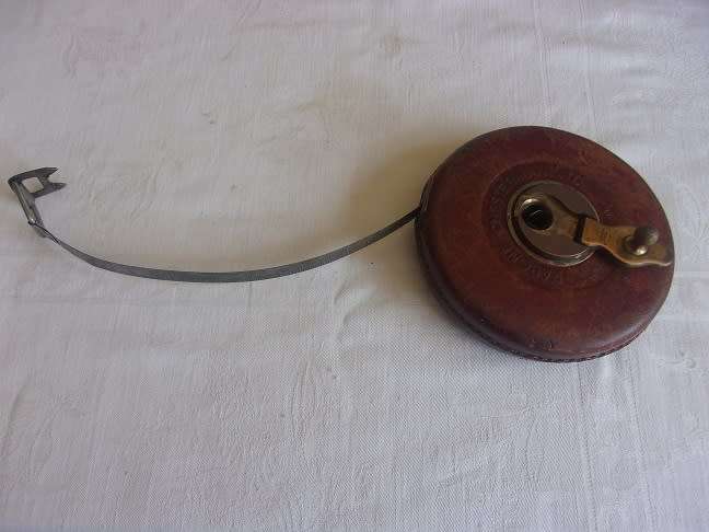 2 Vintage Rabone brass and leather bound tape measures for 1 bid